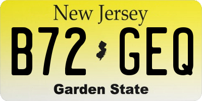 NJ license plate B72GEQ