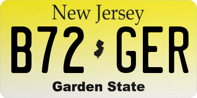 NJ license plate B72GER