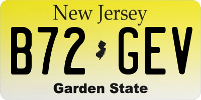 NJ license plate B72GEV