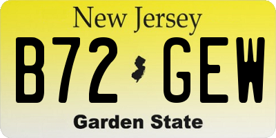 NJ license plate B72GEW