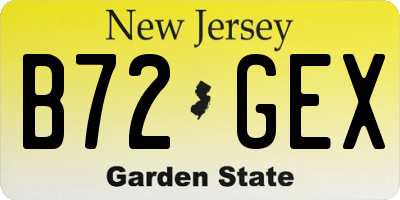 NJ license plate B72GEX