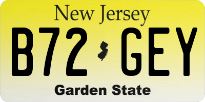 NJ license plate B72GEY
