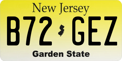 NJ license plate B72GEZ
