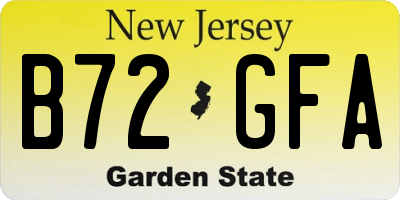 NJ license plate B72GFA