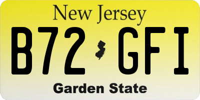 NJ license plate B72GFI
