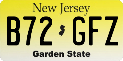 NJ license plate B72GFZ