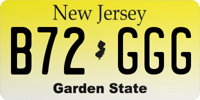NJ license plate B72GGG