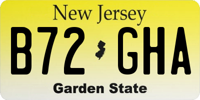 NJ license plate B72GHA