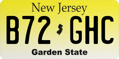 NJ license plate B72GHC