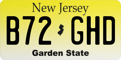NJ license plate B72GHD