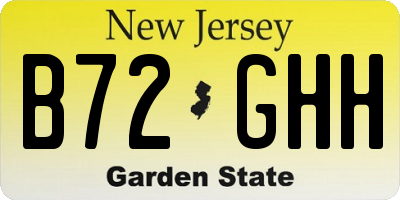 NJ license plate B72GHH