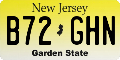 NJ license plate B72GHN