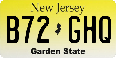 NJ license plate B72GHQ