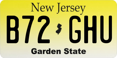 NJ license plate B72GHU