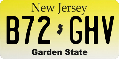 NJ license plate B72GHV