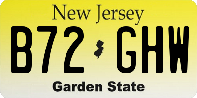 NJ license plate B72GHW