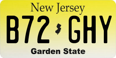 NJ license plate B72GHY