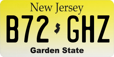 NJ license plate B72GHZ