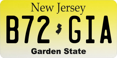 NJ license plate B72GIA