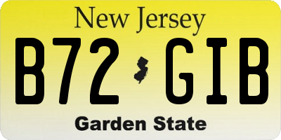 NJ license plate B72GIB