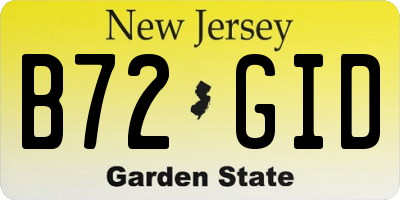 NJ license plate B72GID