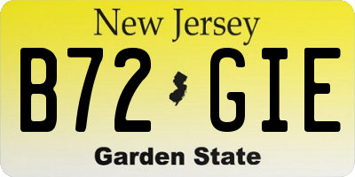 NJ license plate B72GIE