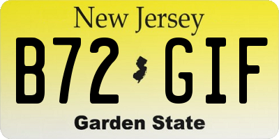 NJ license plate B72GIF
