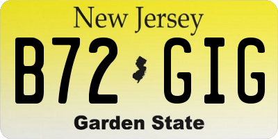 NJ license plate B72GIG