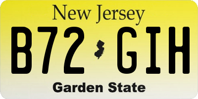 NJ license plate B72GIH