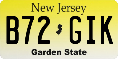 NJ license plate B72GIK
