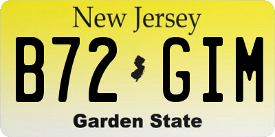 NJ license plate B72GIM