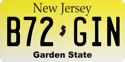 NJ license plate B72GIN
