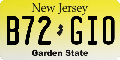 NJ license plate B72GIO