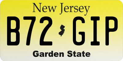 NJ license plate B72GIP