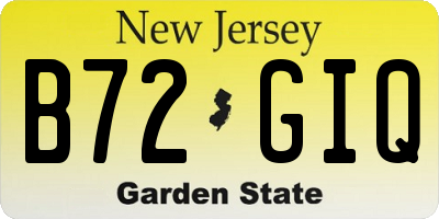 NJ license plate B72GIQ