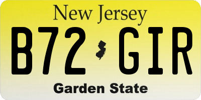 NJ license plate B72GIR