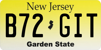 NJ license plate B72GIT