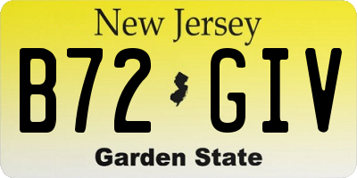 NJ license plate B72GIV