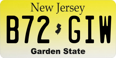 NJ license plate B72GIW