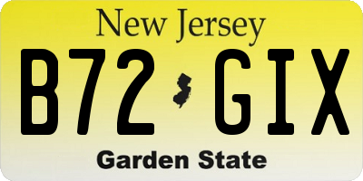 NJ license plate B72GIX