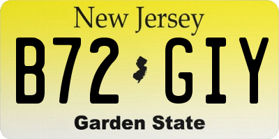 NJ license plate B72GIY