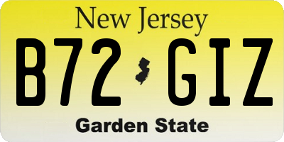 NJ license plate B72GIZ
