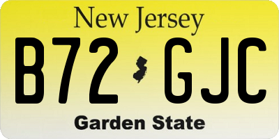 NJ license plate B72GJC