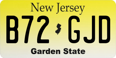 NJ license plate B72GJD