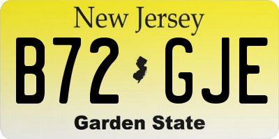 NJ license plate B72GJE