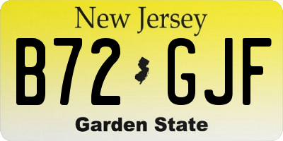 NJ license plate B72GJF