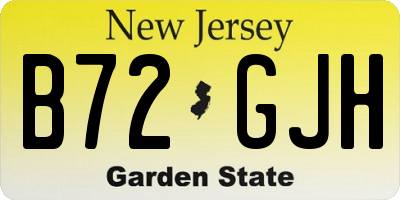 NJ license plate B72GJH