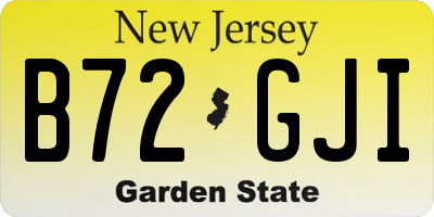 NJ license plate B72GJI