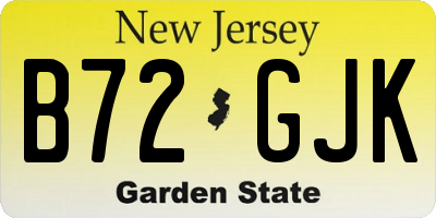NJ license plate B72GJK