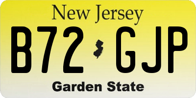 NJ license plate B72GJP